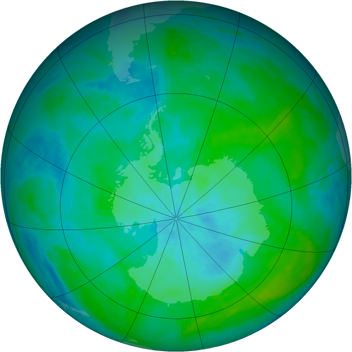 Antarctic ozone map for 24 February 1992